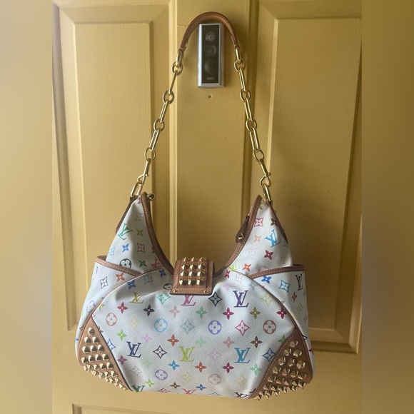 🏆LV Takashi Murakami Chrissie MM multicolor bag, Brass chain straps Limited Edt - Picture 4 of 14